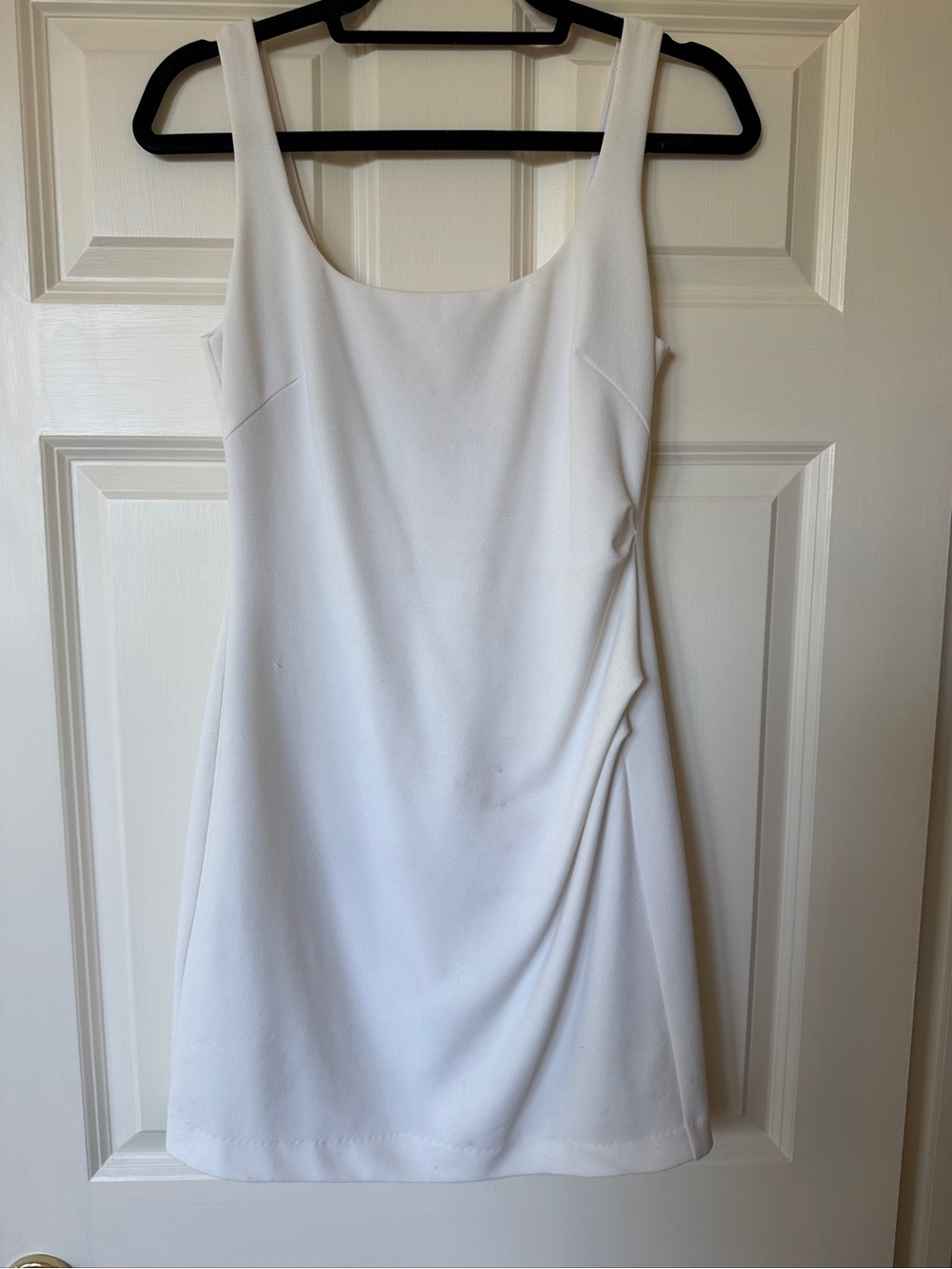 Lavender Brown White Scoop Neck Mini Dress